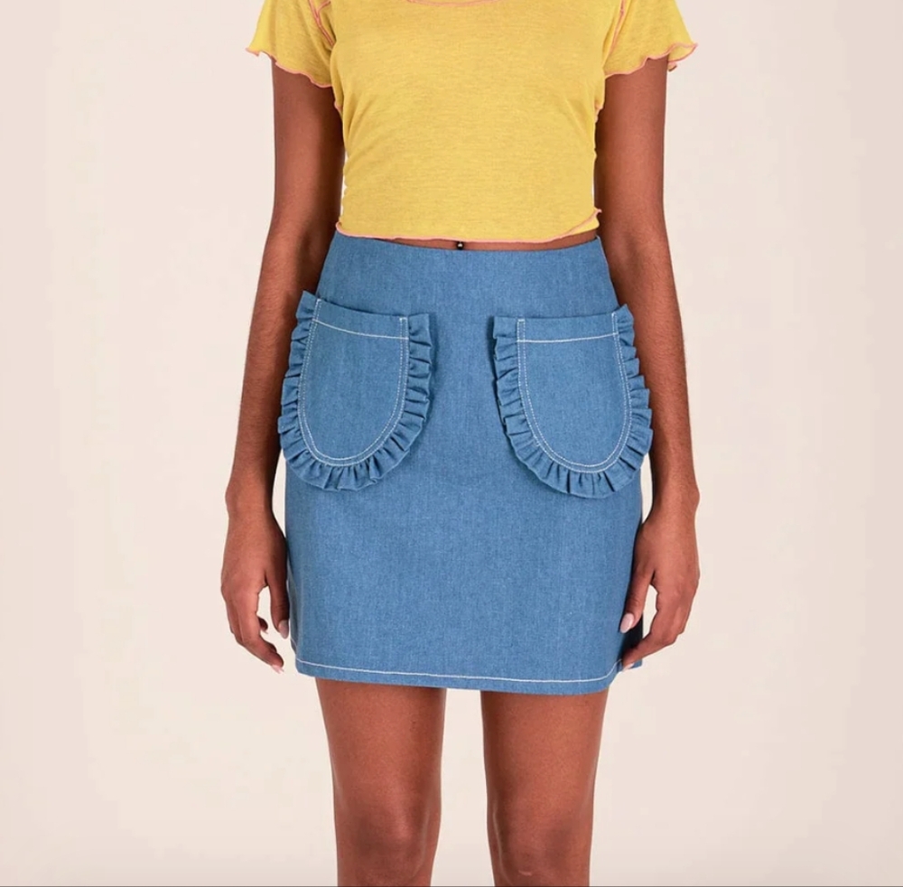 Eliza Faulkner Tate Mini Skirt Light Blue Denim